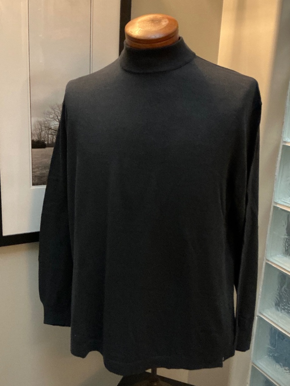 BELLISSIMO Moda Italia Mock Black Turtleneck Crew Neck Sweater Pullover XXL